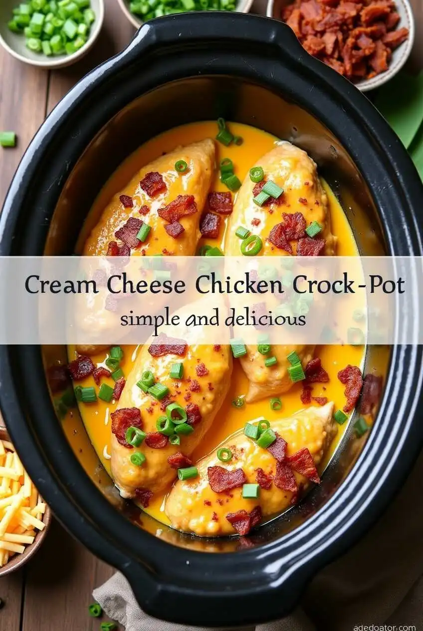 Cream Cheese Chicken Crock Pot: Simple and Delicious - A rich and creamy recipe with cheese and bacon for busy days.